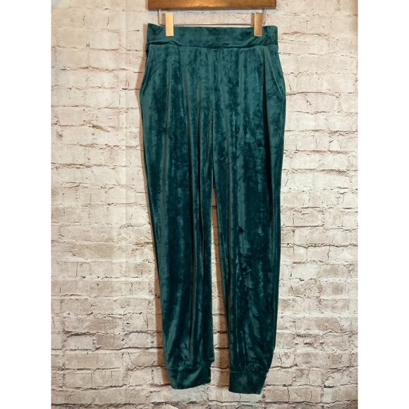 Magaschoni Velour Pants Womens Small Forest Green Jogger Pull On Lounge Soft - Picture 1 of 15